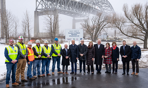 Photo: President Joe Biden and local leaders at Blatnik Bridge.